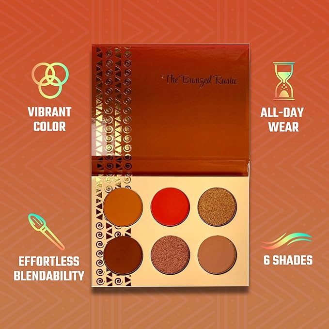 Juvia's Place Palette The Bronzed Rustic - Shades of 6, Professional Eye Makeup, Pigmented Palette, Makeup Palette for Eye Color & Shine-Velvo Beauty