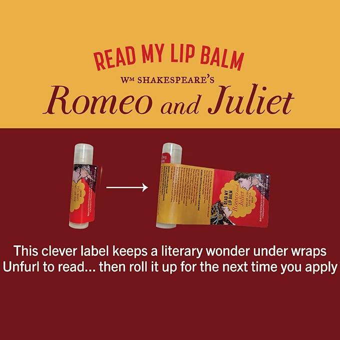 Read My Lips Lip Balm - Full Text of Romeo & Juliet Balcony Scene Under Label, Pear Flavored - Cruelty-Free and Made in the USA from Natural and Imported Ingredients-Velvo Beauty