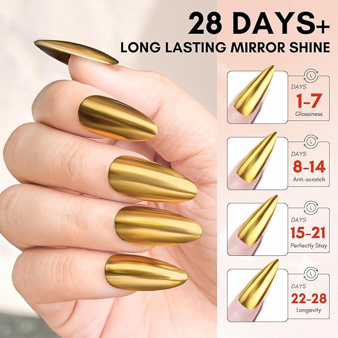 Makartt Gel Top Coat for Chrome Nail Powder - 15ml Clear No Wipe High Gloss Top Coat Gel Nail Polish Mirror Shine Long Lasting Easy Application, Soak off UV Lamp, DIY Home Salon Art Design-Velvo Beauty