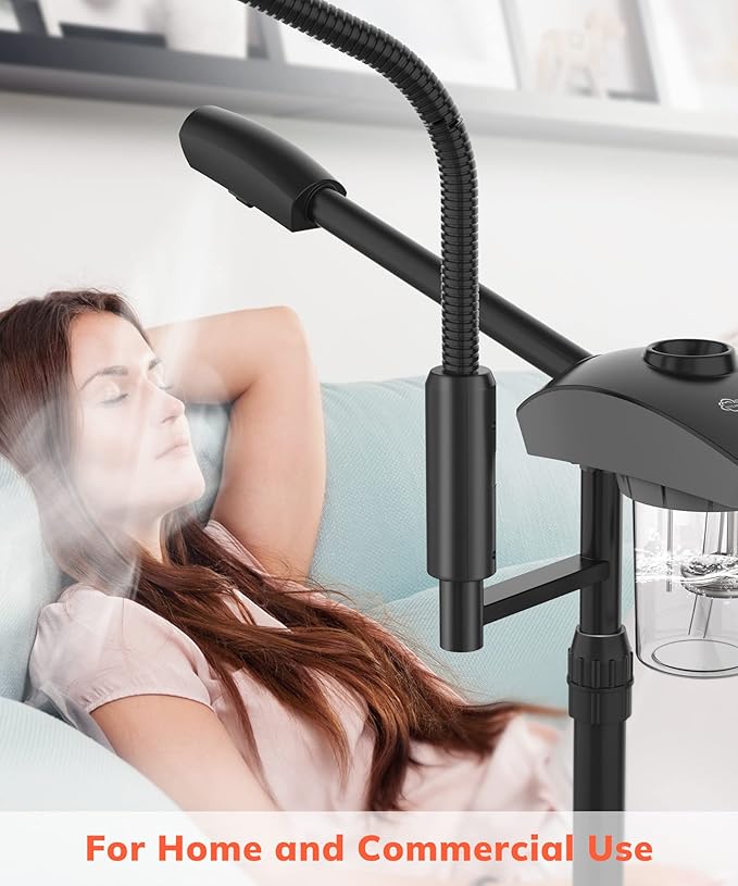TASALON Professional Ionic Facial Steamer, 2-in-1 Face Steamer for Facial with 5X Magnifying Foldable Arm, Mist Face Steamer Salon Spa Beauty Skin Care Equipment, Aroma Therapy Nozzle Included- Blcak-Velvo Beauty