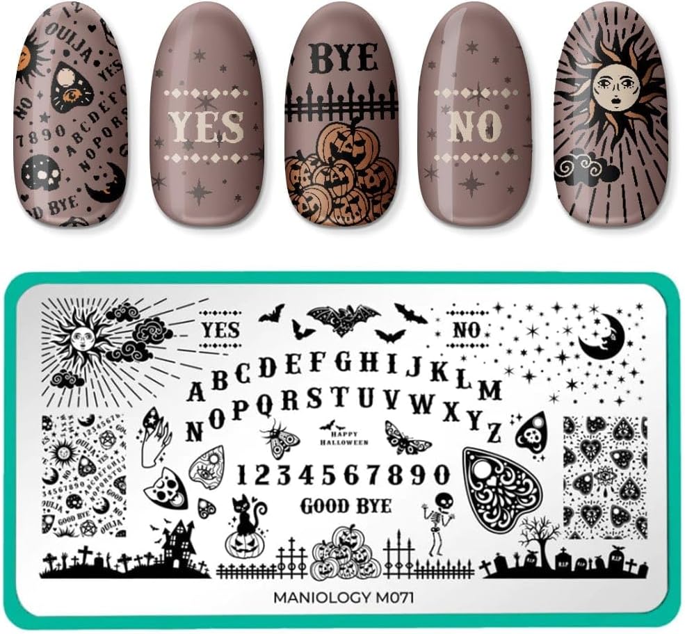 Maniology Sorcery and Spells Nail Stamping Plate Set, Halloween Plates Bundle, Sorcery Wizards Spirit Speaks Ouija Board Tarot Cards Manicure-Velvo Beauty