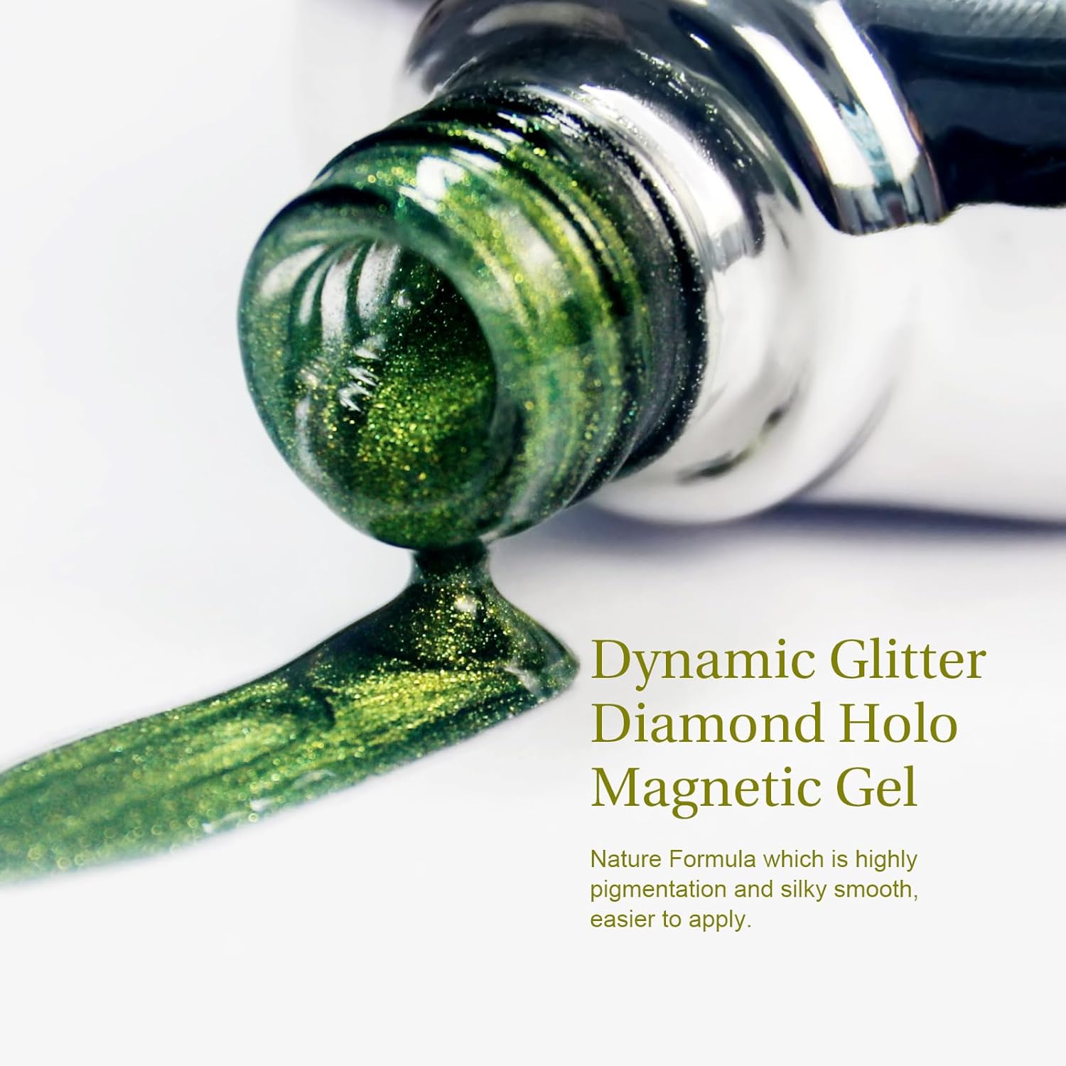 Cat Eye Gel Nail Polish with Magnet Stick, 15ml Glitter Holographic Nail Polish, Magnetic Effect Gel for Home DIY Manicure Gift, Jelly Green-Velvo Beauty