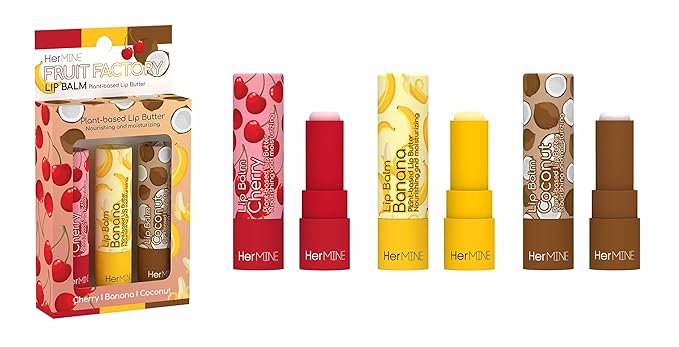 HerMINE Lip Balm Plant-based Lip Butter 3 Pack Nourishing Moisturizing LipBalm LipButter Long Lasting Delicious Flavors Intense Hydration-Velvo Beauty