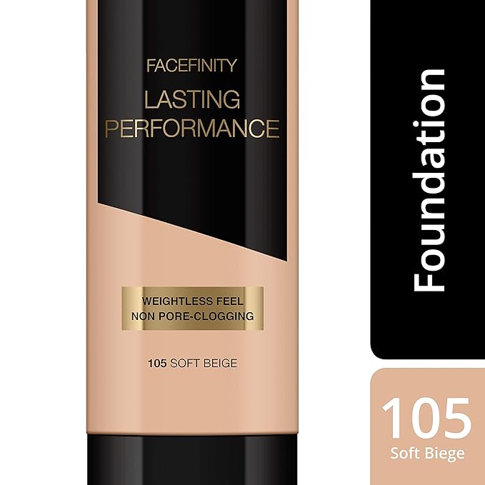 Facefinity Lasting Performance Foundation - 105 Soft Beige by Max Factor for Women - 1.18 oz Foundation-Velvo Beauty