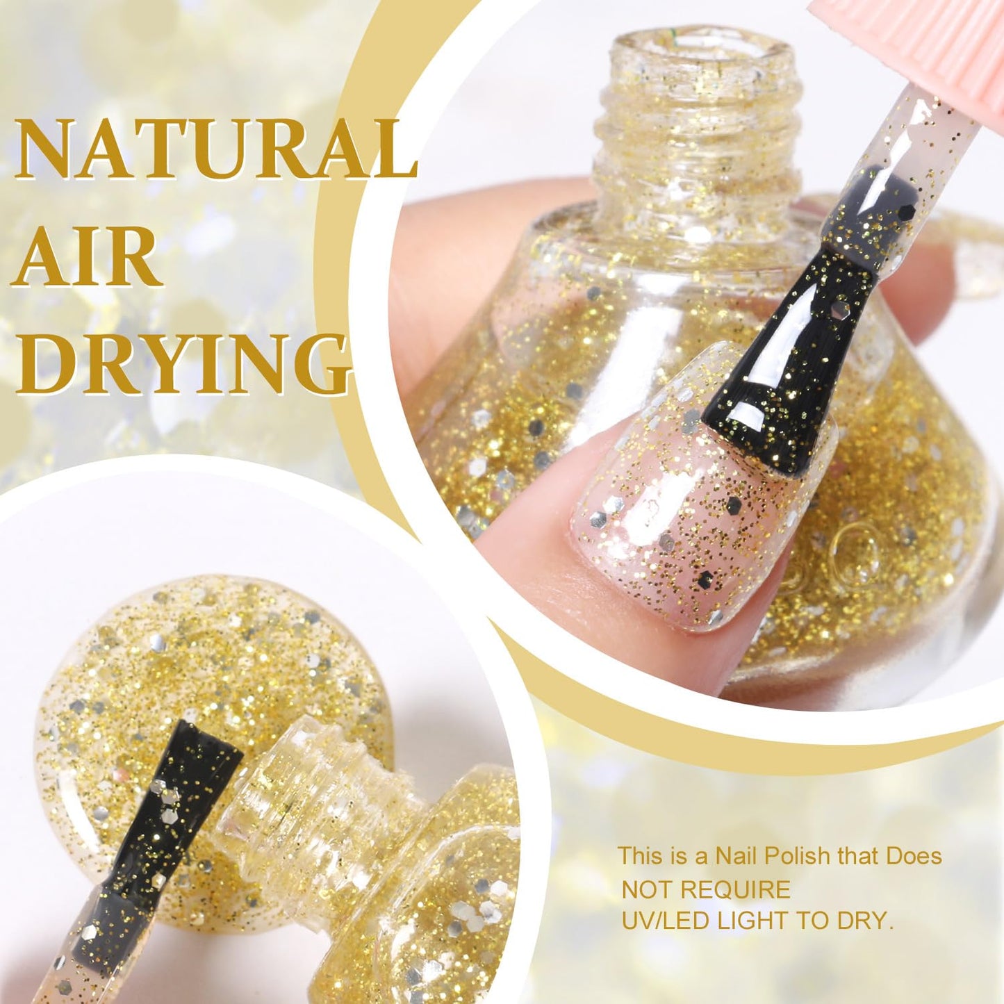 Major Dijit Quick Dry Nail Polish Glitter Yellow Summer Nail Lacquer for Nail Art Regular Nail Polish 0.41 fl oz.-Velvo Beauty