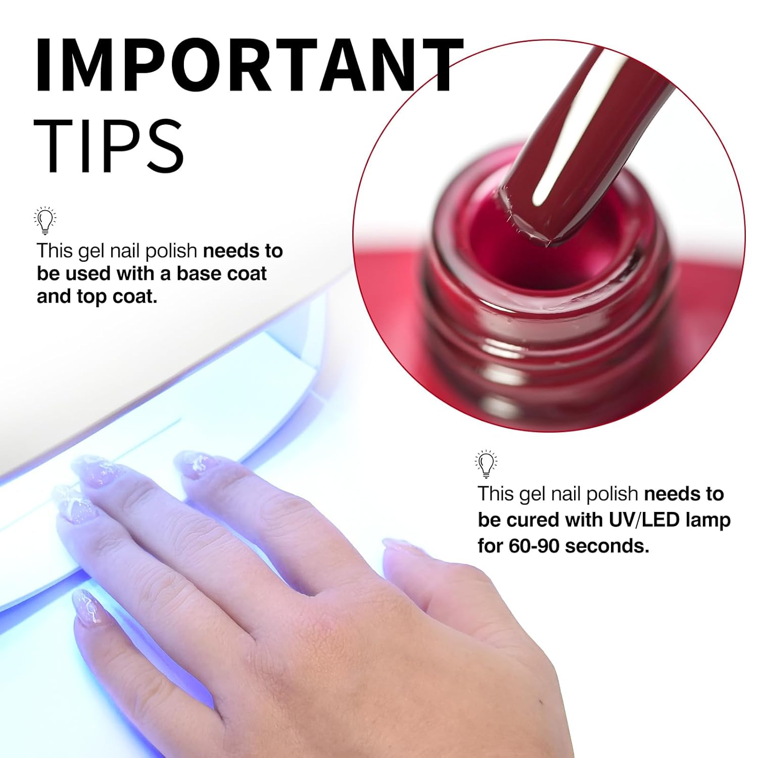 CANNI Jelly Red Gel Polish – 0.3oz Translucent Deep Dark Red Sheer Wine Color, High Gloss UV/LED Soak-Off Gel Nail Polish for DIY Manicure, Salon Quality For Girls & Women-Velvo Beauty