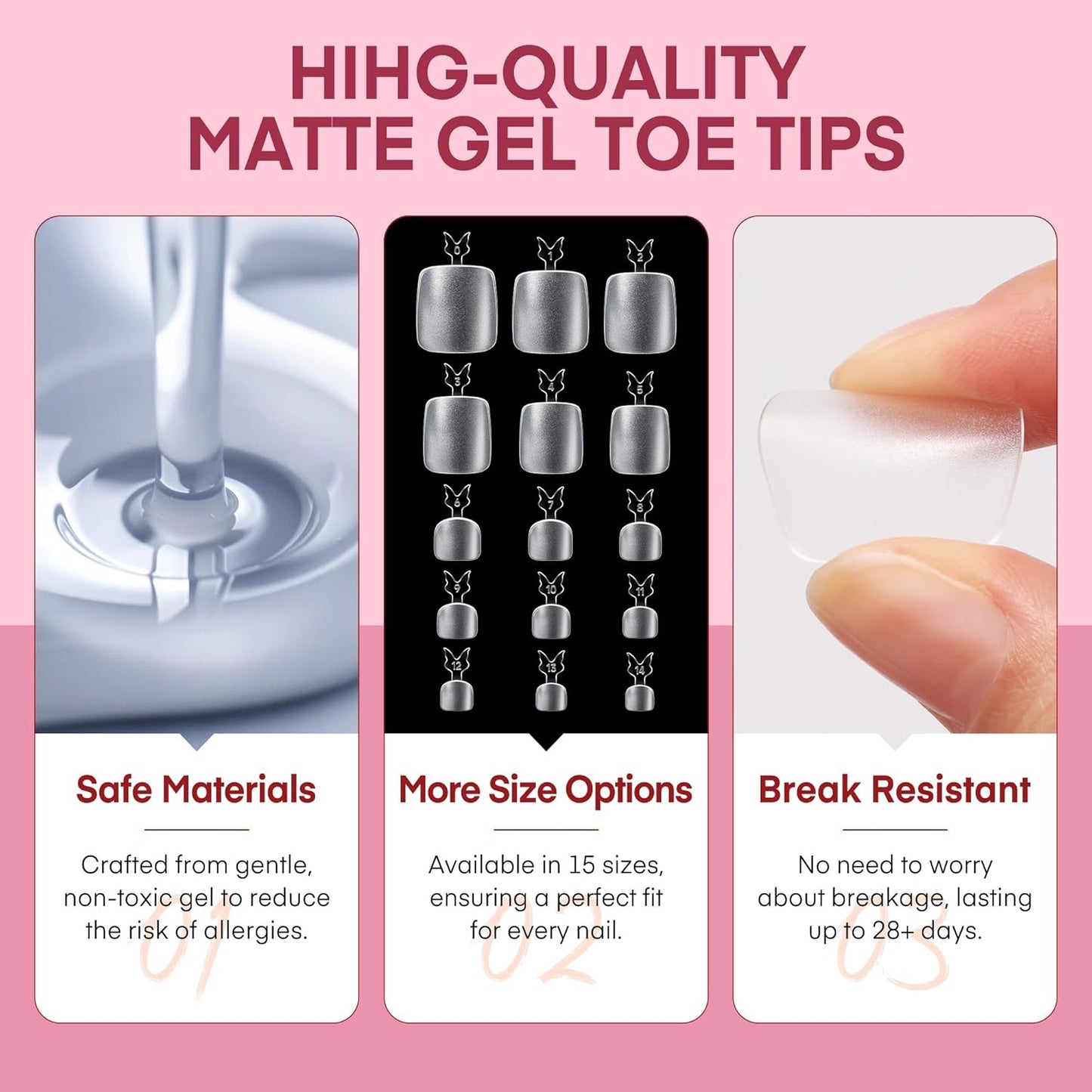 504pcs Toe Nail Press Ons: Squavol Toe Nail Tips Full Cover Fake Toenail, 15 Sizes Square Round Oval Press on Toenails for Women Big Wide Nail Extensions Home DIY Salon-Velvo Beauty