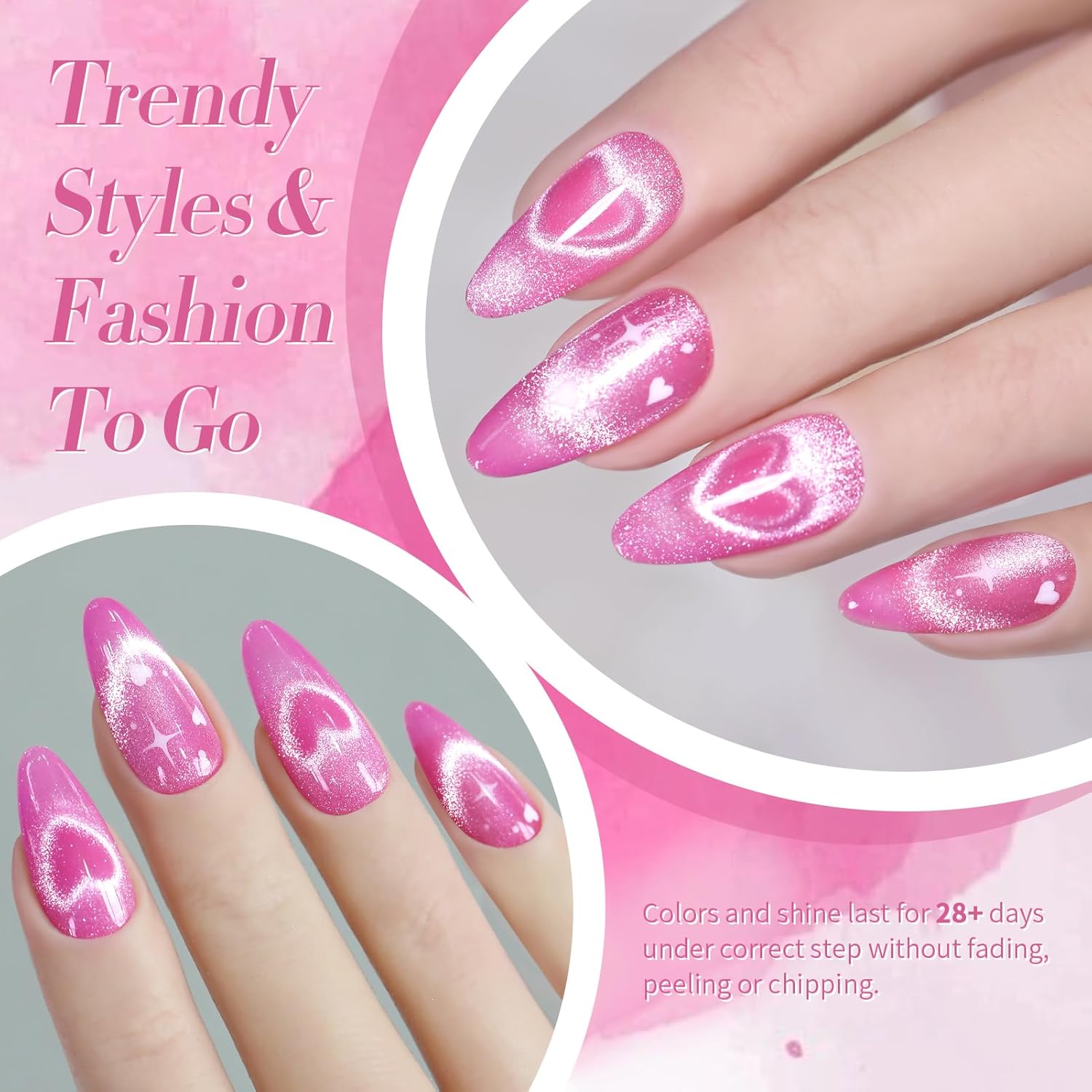 Born Pretty Cat Magnetic Eye Gel Nail Polish,Pink Glitter Cat Magnetic Gel Nail Polish Love Letter Magnetic Nail Polish for Nail Art Manicure Salon DIY at Home 15ML-Velvo Beauty