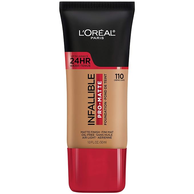 L'Oreal Paris Cosmetics Makeup Infallible Pro-Matte Liquid Longwear Foundation, Créme Café, 1 fl oz.-Velvo Beauty