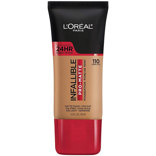 L'Oreal Paris Cosmetics Makeup Infallible Pro-Matte Liquid Longwear Foundation, Créme Café, 1 fl oz.-Velvo Beauty