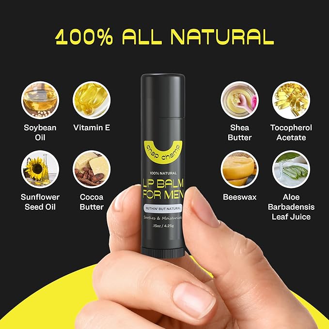 Lip Balm for Men - All Natural Mens Chapstick - Mens Lip Balm - Contains Vitamin E and Beeswax - Chapstick for Men - Peppermint, Coconut & Vanilla Lip Balm - 6 Pack Lip Balm Men-Velvo Beauty