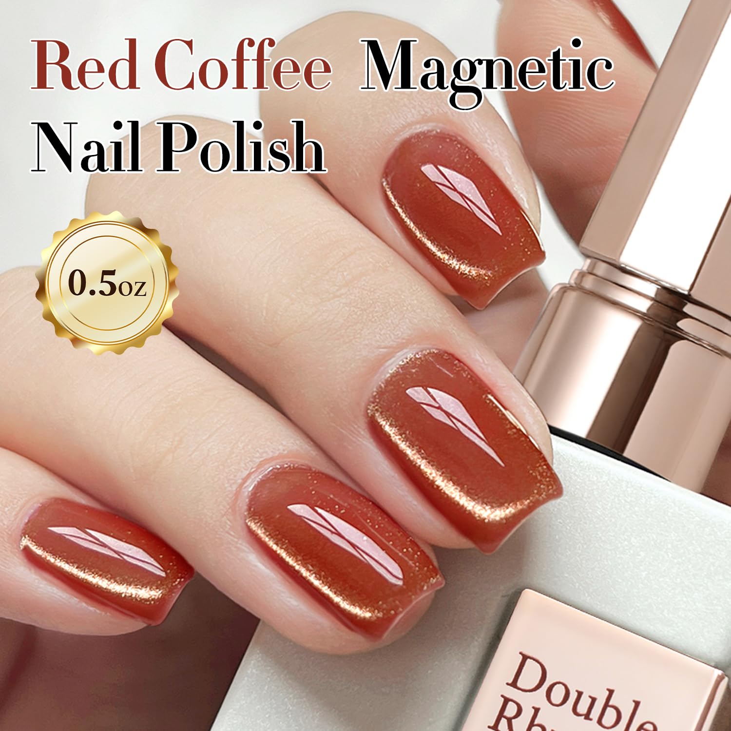 Double Rhythm 15ML Ice Glass Cat Eye Gel Polish with Magnet Holographic Glitter Shimmer Translucent Sheer Color Salon Soak Off Magnetic Nail at Home (Brown Tan-MC1125)-Velvo Beauty