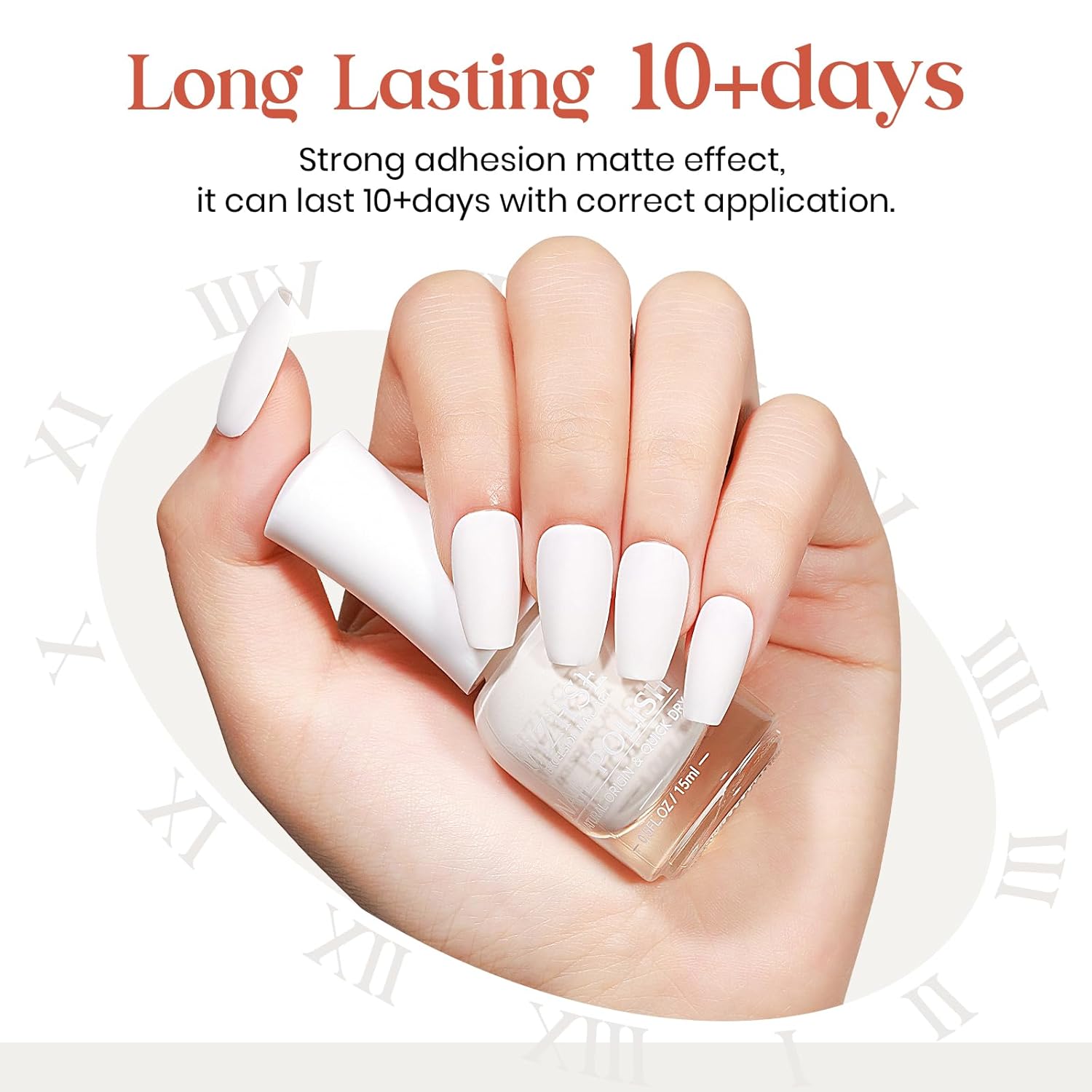 MIZHSE White Nail Polish Matte, 15ML Large Capacity Quick Dry Nail Lacquer for Nail Art Varnish, Mist Effect Matte Finish Velvet Nail Polish for Women Girl Nail Art DIY Home. 0.53 fl oz-Velvo Beauty