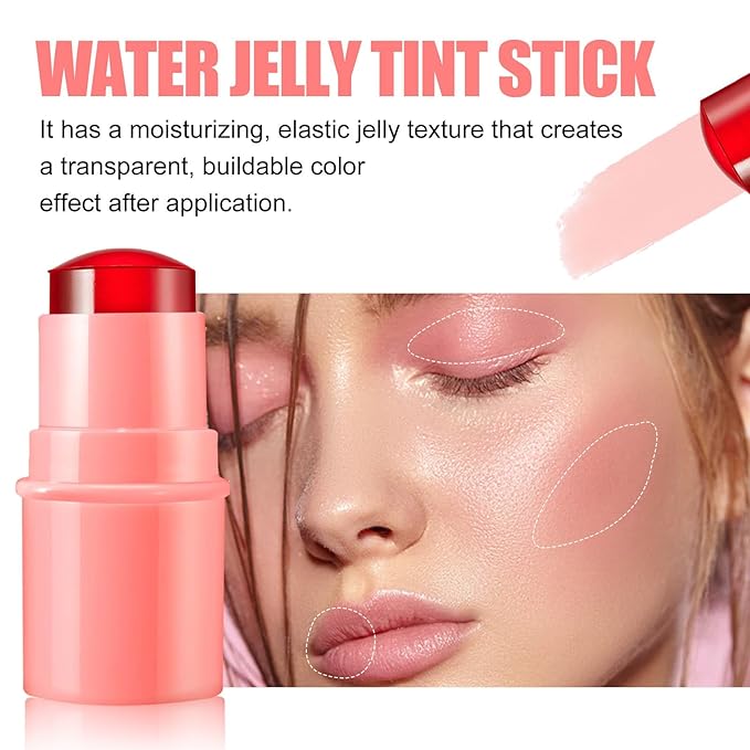 Milk Jelly Blush Cooling Water Jelly Tint, Milk Jelly Tint Jelly Blush Stick, Milk Lip And Cheek Stick, Sheer Lip & Cheek Stain, Jelly Tint Makeup (Pink, Free Size)-Velvo Beauty