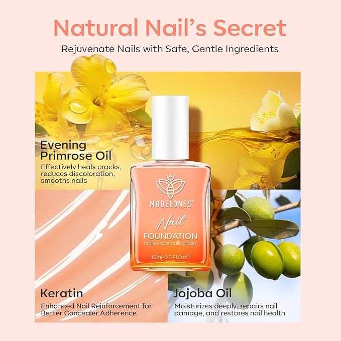 modelones Nail Strengthener Jelly Nude Nail Repair for Damaged Nails Strengthening Polish 15ml Nail Growth and Strengthener Natural Concealer Foundation Nail Care Gifts for Women-Velvo Beauty