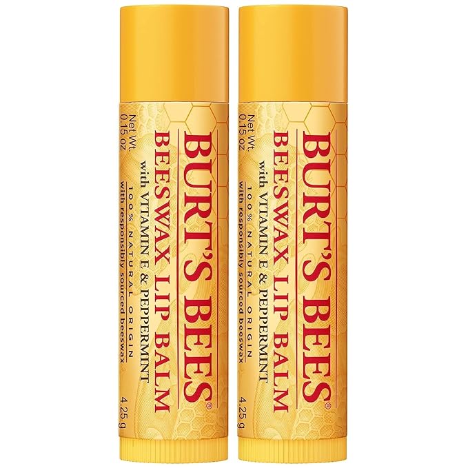 Burt's Bees Lip Balm Easter Basket Stuffers - Original Beeswax, Lip Moisturizer With Responsibly Sourced Beeswax, Tint-Free, Natural Conditioning Lip Treatment, 2 Tubes, 0.15 oz. (Pack of 2)-Velvo Beauty