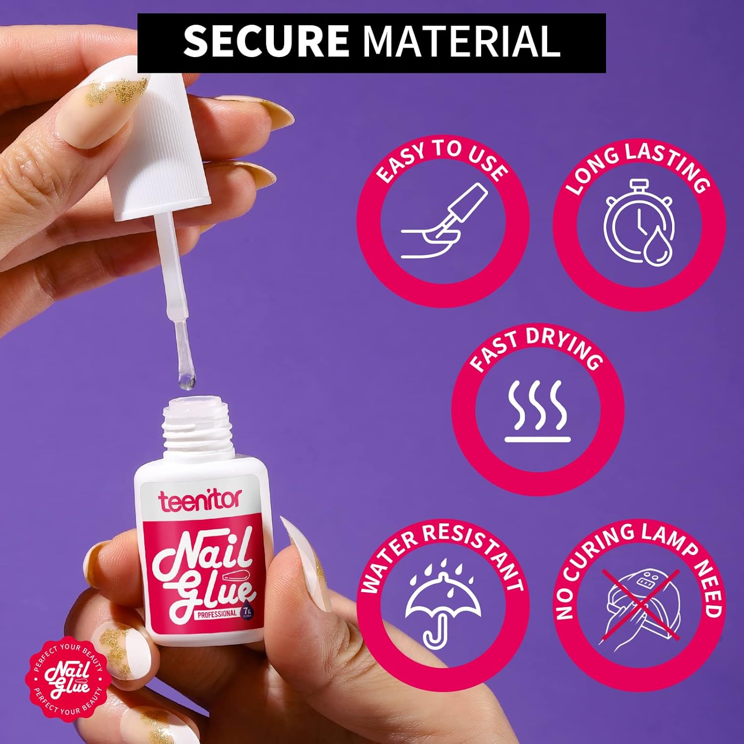 Teenitor Nail Glue for Press Ons, 3 Pack Best Nail Glue for Gel Tips with Nail Files, Super Strong Nail Glue for Broken Nail Brush on Nail Glue for Press on Nails-Velvo Beauty