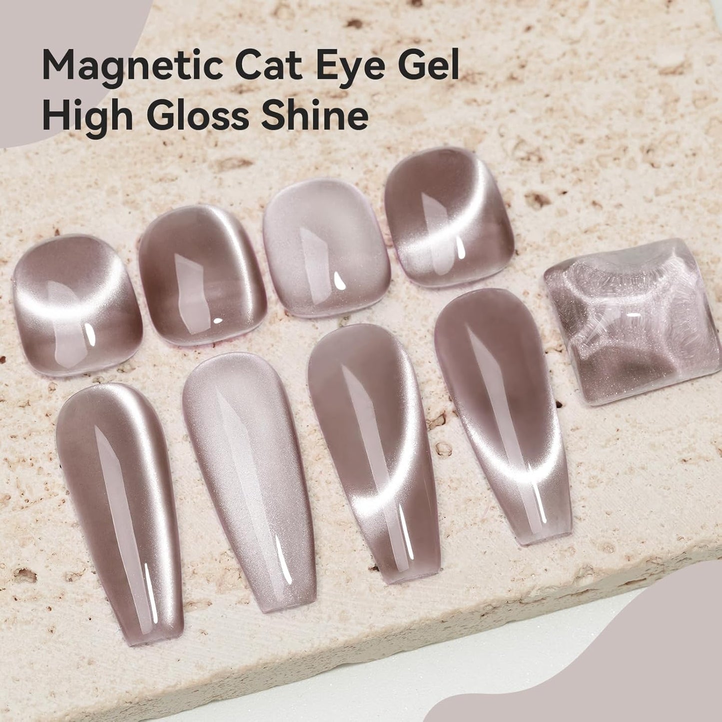 Cat Eye Gel Nail Polish 12ML, Crystal Moonlight Cateye Gel Polish With Magnetic Stick, Magnetic Glitter Holographic Nail Polish Glass Diamond Cats Eye Velvet Gray 1PC-Velvo Beauty