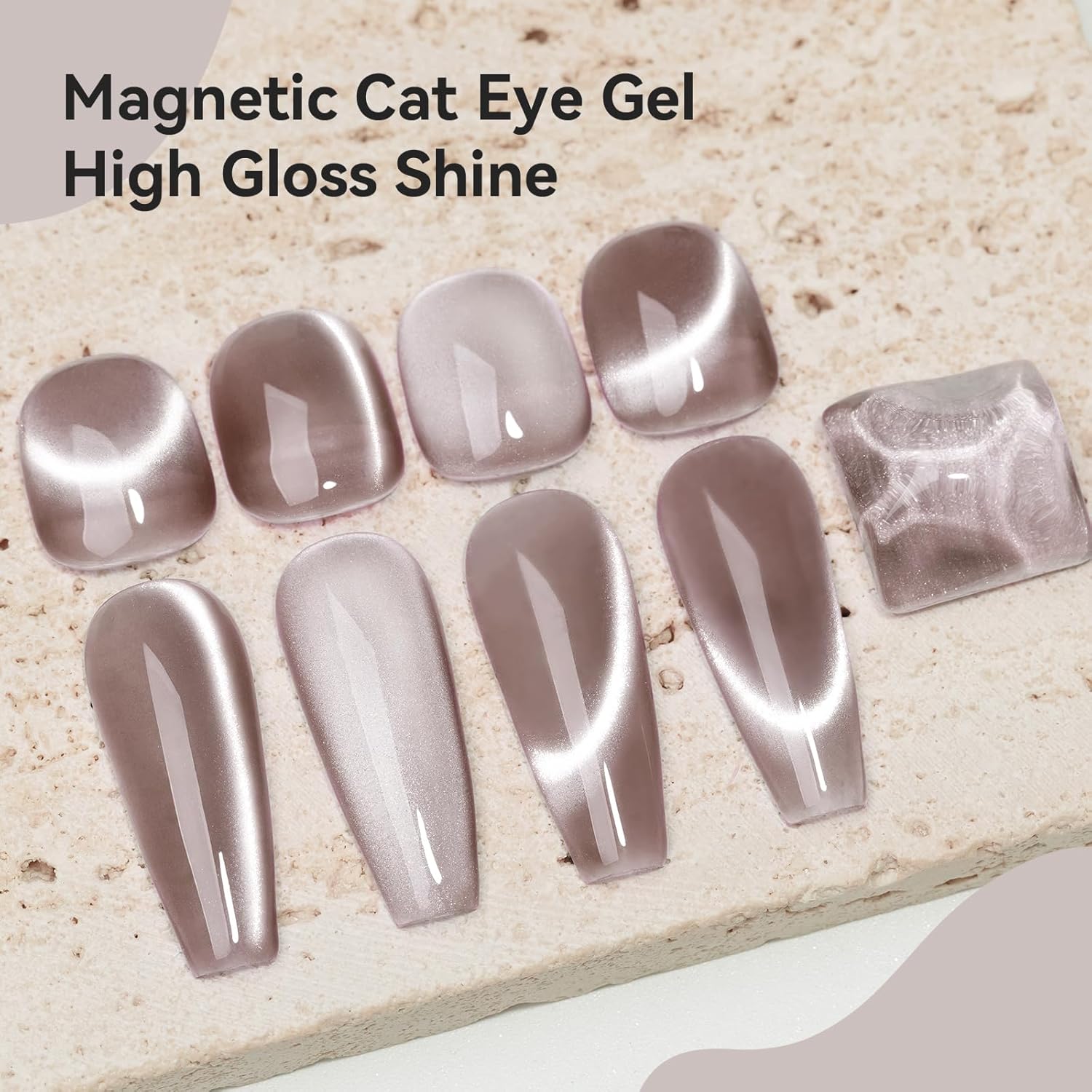 Cat Eye Gel Nail Polish 12ML, Crystal Moonlight Cateye Gel Polish With Magnetic Stick, Magnetic Glitter Holographic Nail Polish Glass Diamond Cats Eye Velvet Gray 1PC-Velvo Beauty