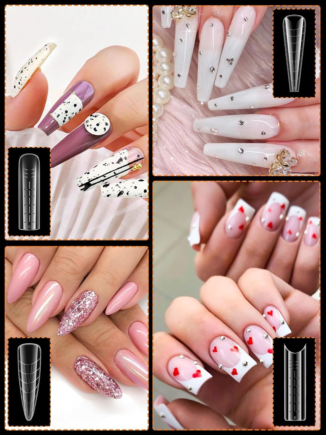 TOROKOM Dual Form Kit, 192PCS Poly Gel Forms for French Nails, 96PCS Reusable Silicone Pads, 5PCS Clips, Brush Pen, Files Buffer, Extension Kit for Beginner-Velvo Beauty