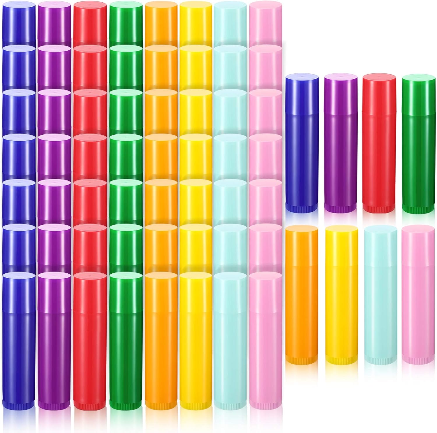 64 Pieces Lip Balm Tubes 5 ml Empty Lip Gloss Balm Containers Refillable Rotatable Plastic Lipstick Tubes DIY Lip Gloss Balm Tube Holder for DIY Cosmetic, 8 Colors-Velvo Beauty