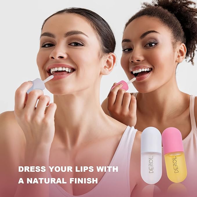 DEROL Lip Plumper Set, Lip Plumper Gloss, Natural Lip Plumper and Lip Care Serum, Lip Enhancer for Fuller, Lip Mask, Beautiful Fuller, Hydrating & Reduce Fine Lines Day&Night, 5.5ml (WS002)-Velvo Beauty