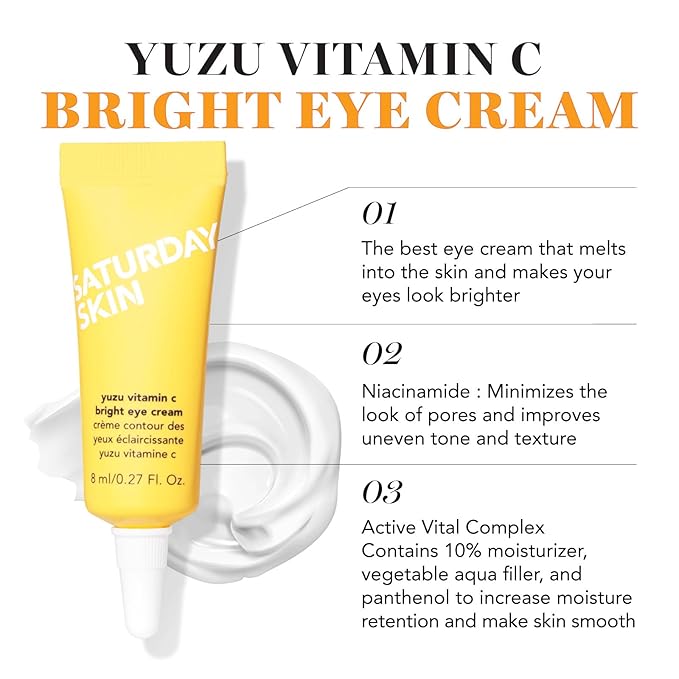 Saturday Skin 3-Piece Skin Care Set Yuzu Vitamin C Sleep Mask Yuzu Vitamin C Bright Toner and Eye Cream Overnight Facial Masks Korean Beauty Best Vitamin C Skincare Set-Velvo Beauty