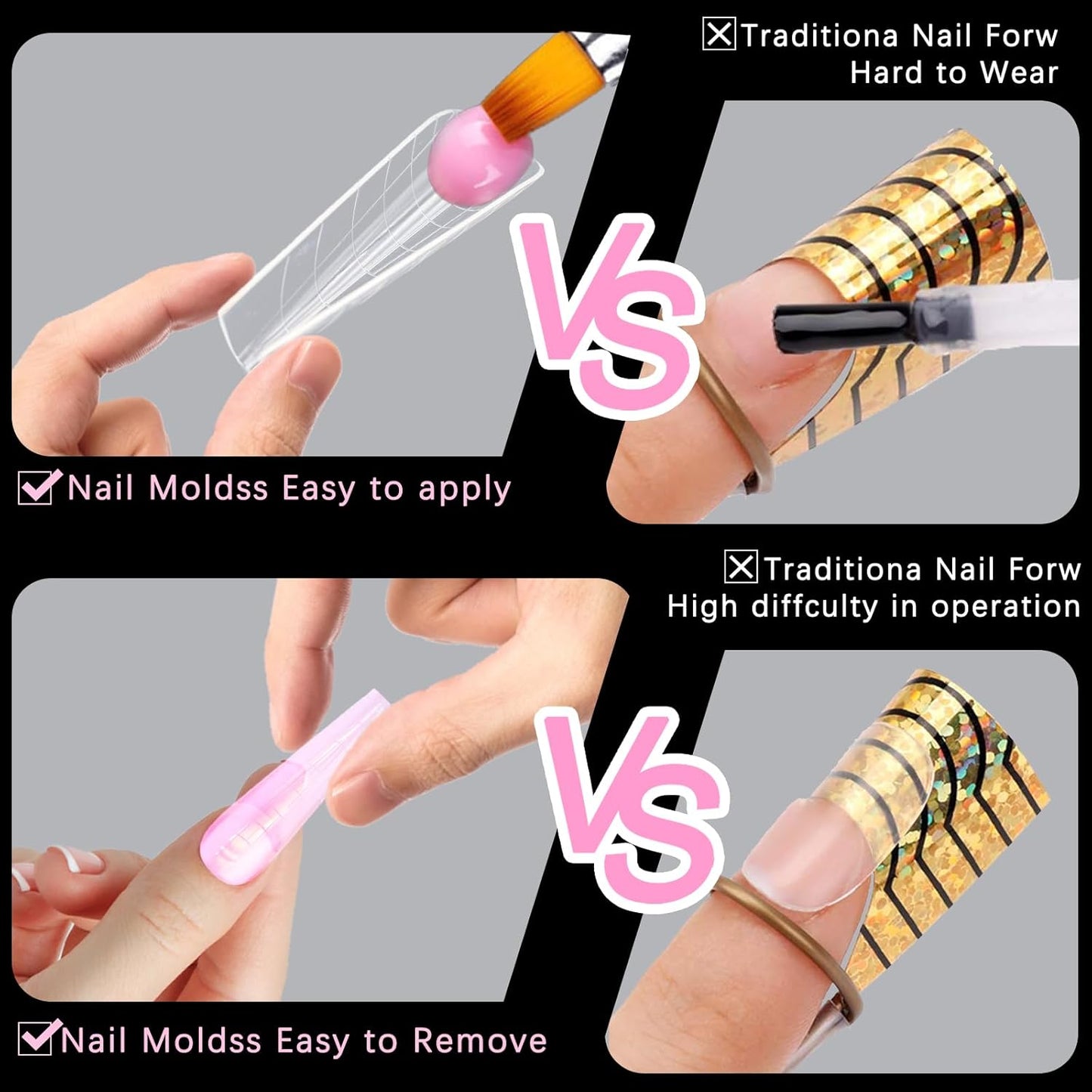 120 Pcs Poly Extension Gel Dual Nail Forms Nail Molds With Scale Builder Coffin Nail for Gel Manicure Nail Art Design Salon DIY at Home (Long Ferrari Dual Nail Forms Set)-Velvo Beauty