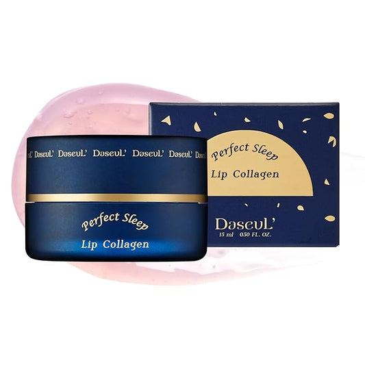 Perfect Sleep Lip Collagen 0.52fl.oz/15ml, Hydrolyzed Collagen+Rice Protein, Willow Bark Extract & Peptide to Nourish, Moisturize & Exfoliate the lips, Sleep-Beauty, Korean Overnight Lip Mask-Velvo Beauty