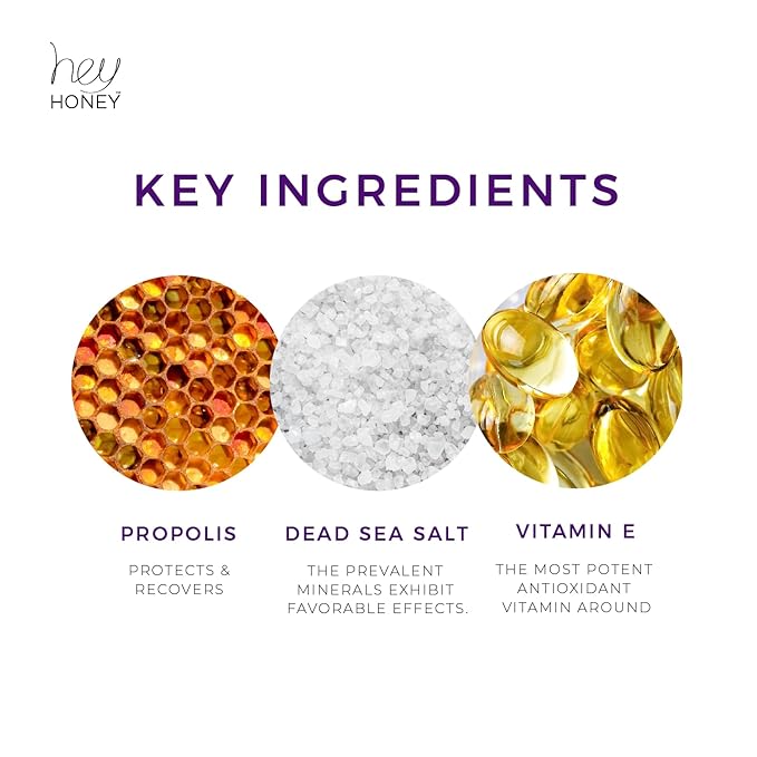 Hey Honey, Come Clean Propolis & Mineral Facial Scrub. Rich, Exfoliating, Dead Sea Salt Scrub designed to be gentle enough for even the most sensitive skin. 110ml-Velvo Beauty