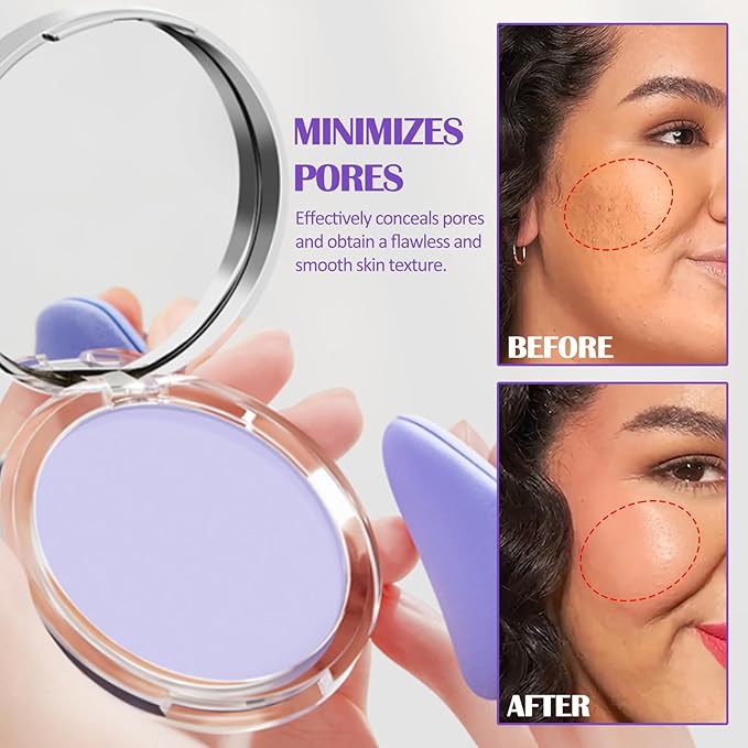 Oil Control Pressed Setting Powder, Lavender Matte Powder Soft Jelly Texture Powder-free Face Powder, Long-Lasting Waterproof Pressed Powder Makeup, Flawless Lightweight Face Cosmetics-Velvo Beauty