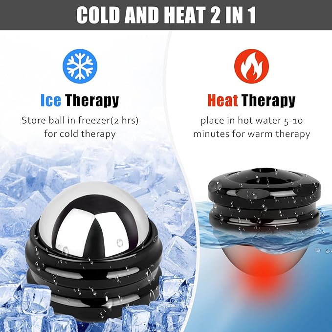 Stainless Steel Massage Roller Ball - Ice Therapy for Muscle Pain Relief, Sore Muscles, and Tension Alleviation Cold & Hot Therapy for Back, Shoulders, Legs, and Calves Myofascial Release Tool-Velvo Beauty
