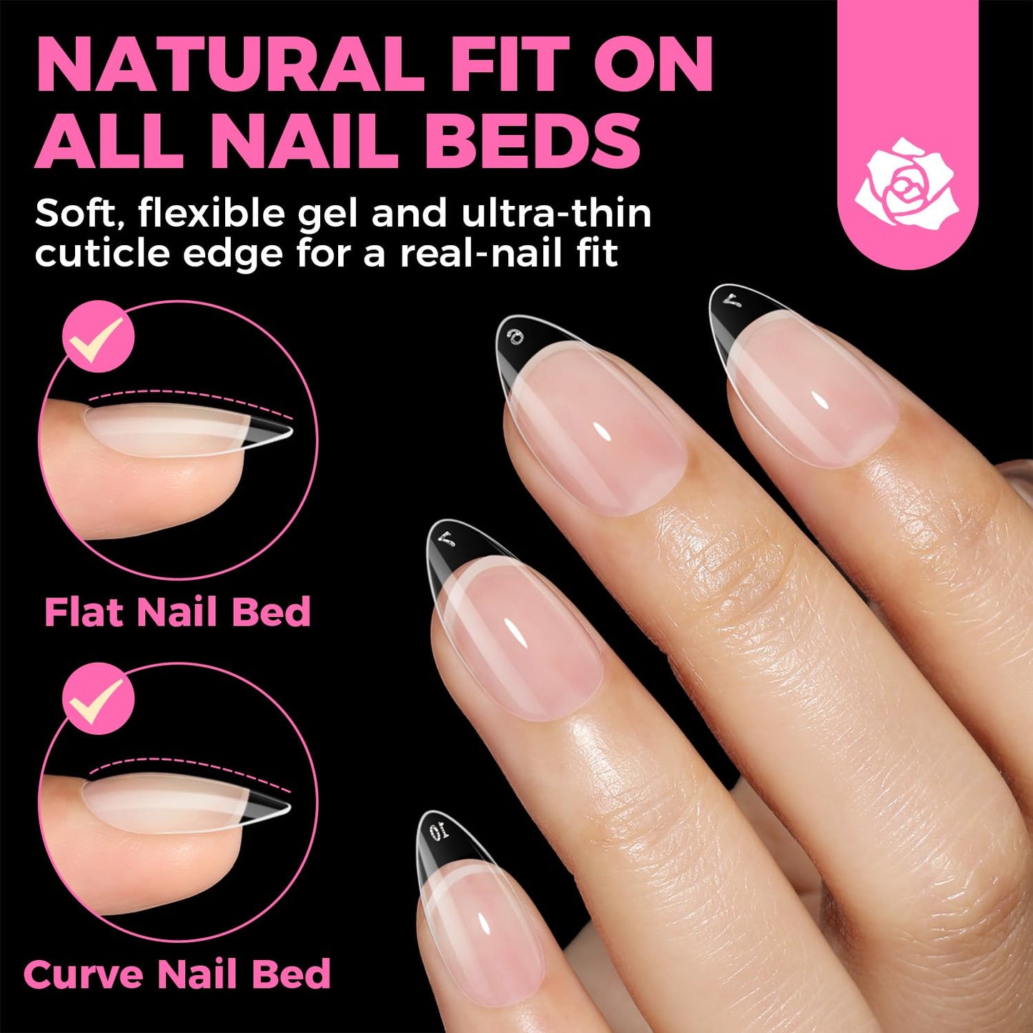 UNA GELLA Short Almond Nail Tips: 504PCS Short Fake Nails Soft Press On Gel Nail Tips Pre Shaped Almond Shape Home Nail Extension Full Cover, 12 Sizes Acrylic Gelly Tips-Velvo Beauty