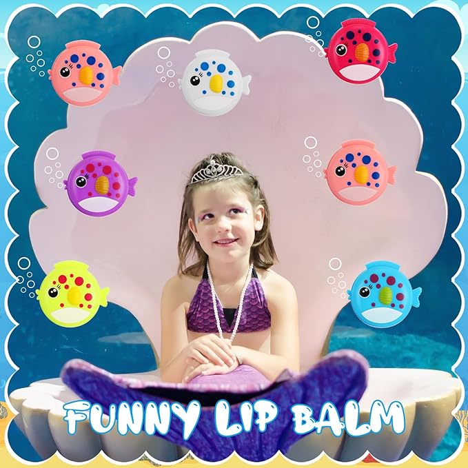 30 Pcs Fish Shape Lip Balm Under the Sea Party Favors Kids Fruit Flavored Lip Balm Ocean Party Favors Classroom Gift Exchange for Children Girls Women Men Students-Velvo Beauty