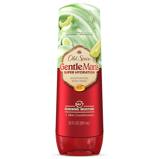 Old Spice Super Hydration Body Wash GentleMan’s Blend, Cucumber + Avocado Oil Scent for Deep Cleaning and 24/7 Renewing Moisture, 20 oz-Velvo Beauty
