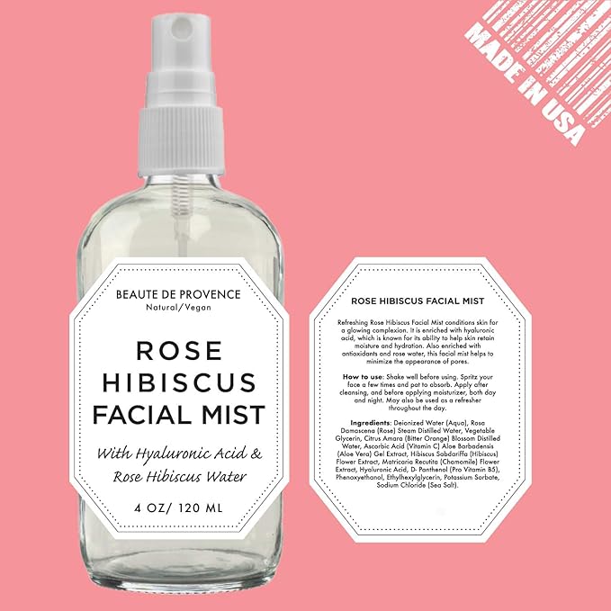 Rose Water Spray for Face & Body Refreshment with Moisturizing Hyaluronic Acid and Hibiscus water | Instant Hydration, Cooling, Calming & Conditioning (8 FL OZ)-Velvo Beauty