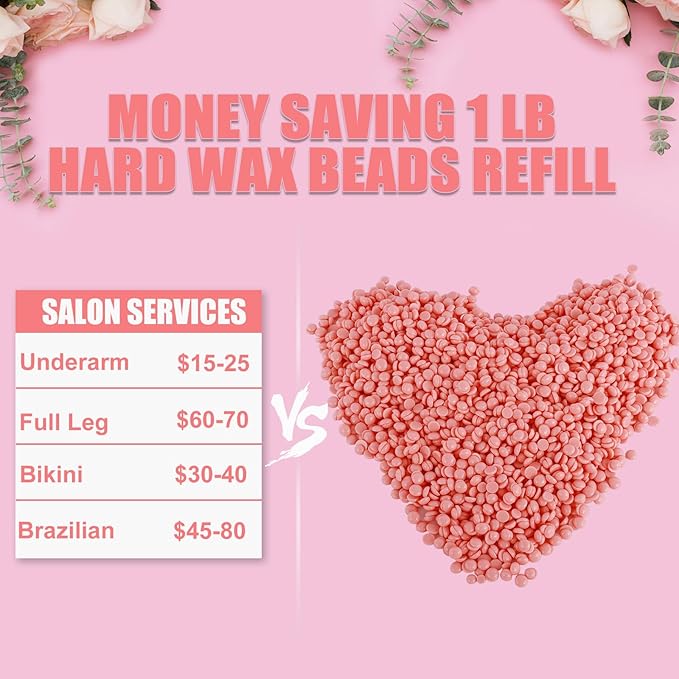 PURPLESKY Wax Beads, 1lb Coarse Beads for Hair Removal - Suitable for Face, Legs, Chest, Back, Bikini (Rose Scent)-Velvo Beauty