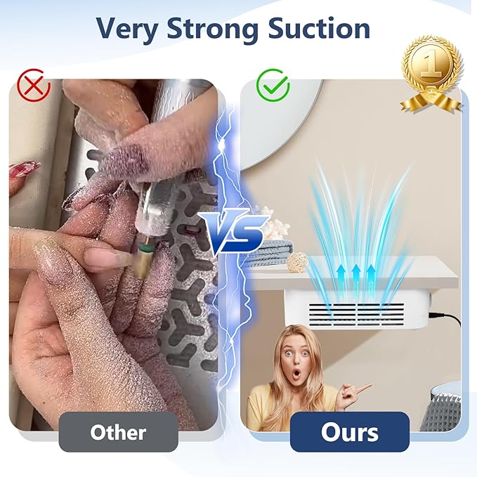 LIONVISON Nail Dust Collector for Salons: Manicure Pedicure Tool for Beginners DIY Nail Tech With Reusable Filter-Velvo Beauty