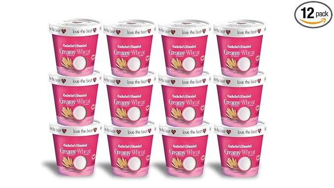 Gabriel & Daniel Organic Instant Creamy Wheat (Farina) Hot Cereal Cup – Non-GMO, Pure and Organic Breakfast Cereal – Rich in Iron & Vitamin C for a Nourishing and Quick Meal – Smooth & Creamy Texture (Pack of 12)-Velvo Beauty