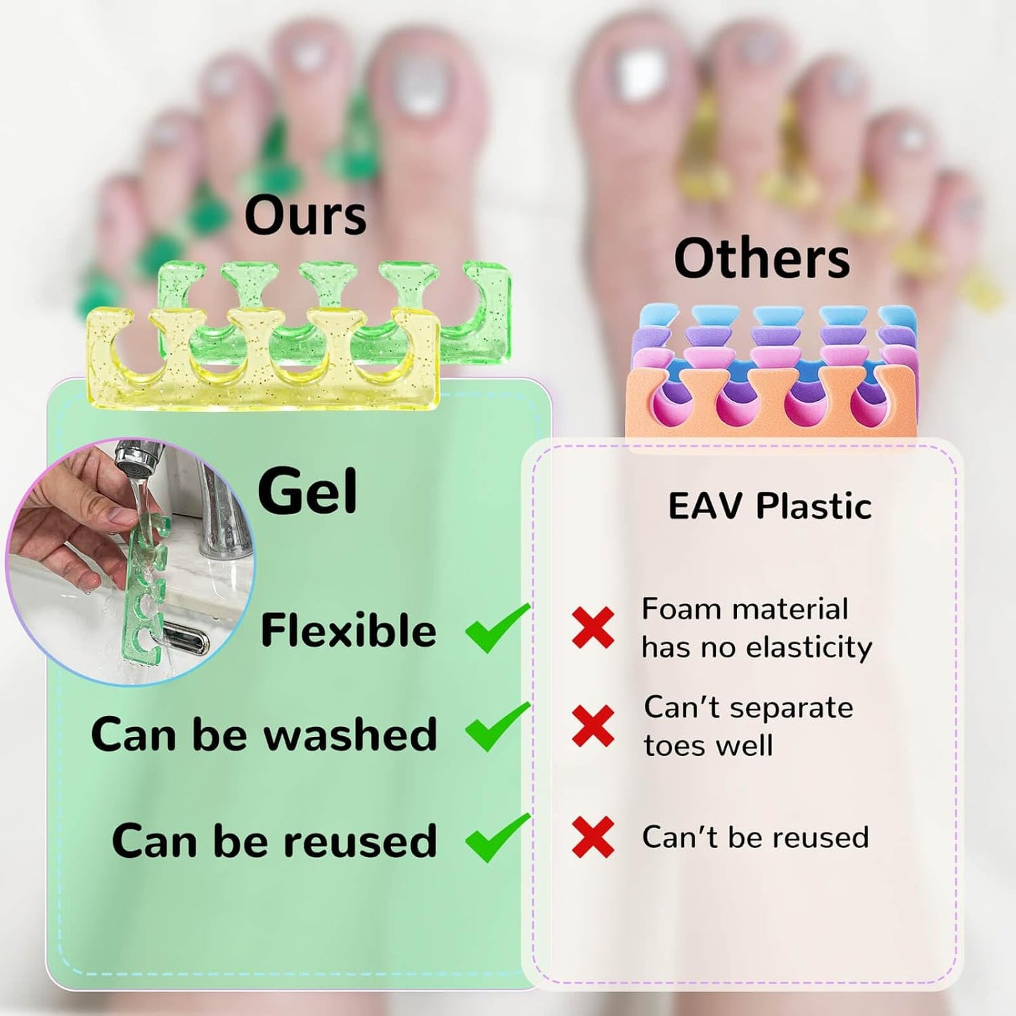 Toe Nail Separator,Toe Separators,Toe Separators Use for Separation of Toenails or Nails as Well as Polishing of Nail Polish.-Velvo Beauty