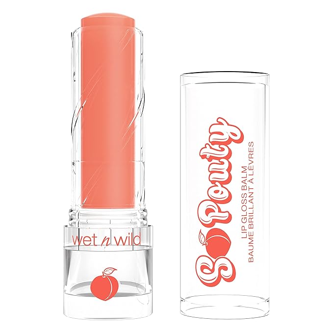 wet n wild Perfect Pout So Pouty Shine Tinted Lip Balm Peach Flavored, Hyaluronic Acid, Vegan Collagen, Moisturizing For Dry Lip Care, Pink-Velvo Beauty