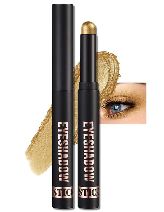 Erinde Shimmer Cream Eyeshadow Stick, Long Lasting Metallic Eye Shadow Sticks, Waterproof Creamy Glitter Eyeshadow Pencil, High Pigmented Blendable Neutral Eye Makeup, 13 Warm Gold Shimmer-Velvo Beauty