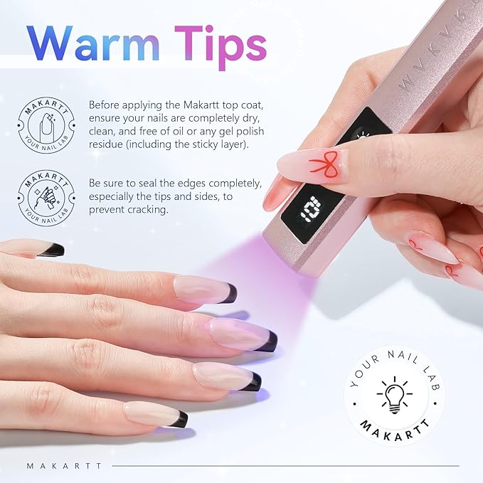 Makartt Gel Top Coat - 2 PCS No Wipe Top Coat Gel Nail Polish High Glossy Shine Finish Long Lasting, 10ML Clear Soak Off UV Nail Lamp, Salon Quality Art Design for Home Use Beauty Gift-Velvo Beauty