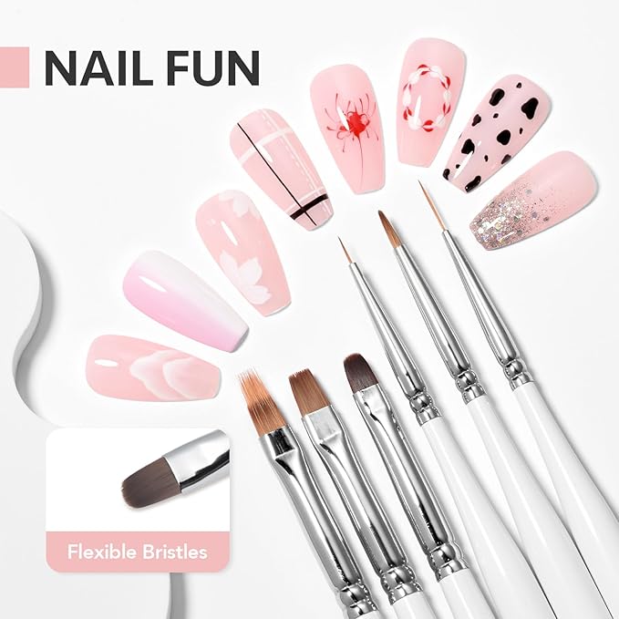 GAOY 6 Pcs Nail Art Brushes, Nail Design Tools for Nail Detail Painting, French Liner and Dotting Pens for Nail DIY-Velvo Beauty