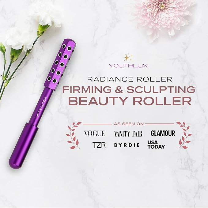 Radiance Roller – Germanium Stone Facial Massage Tool for Lifting, Sculpting, De-Puffing, Glow Boost, Energizing & Cooling Effect (Purple)-Velvo Beauty