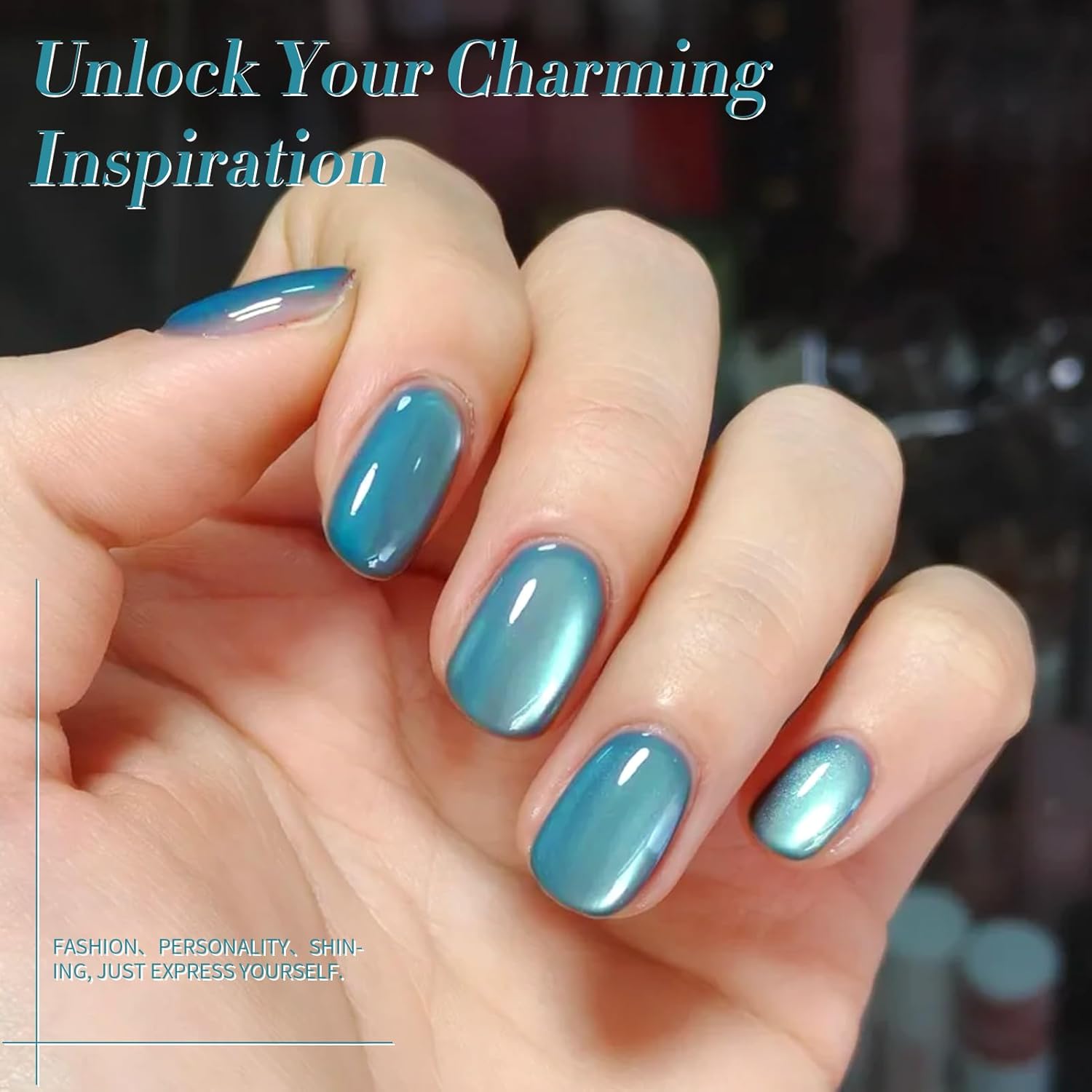 Born Pretty Cat Magnetic Eye Gel Nail Polish,Light Blue Lover Jelly Glass Magnetic Gel Polish,Glitter Soak Off Nail Art Salon Manicure Home Gift 15ml-Velvo Beauty