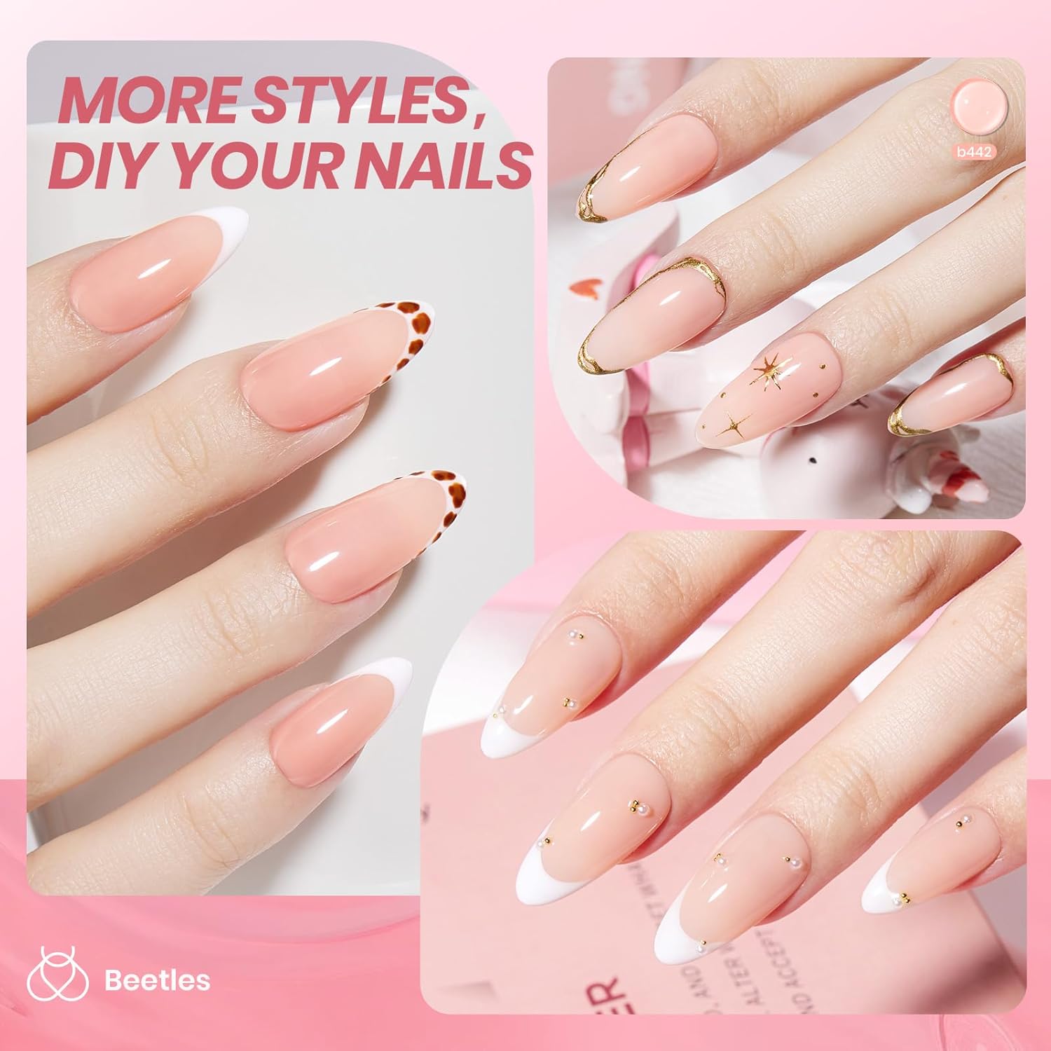 Beetles Nude Gel Nail Polish - 15ML Nude Pink Natural Gel Polish Nail Concealer Jelly Gel Nail Polish Soft Sheer Nail Polish Soak Off UV Nail Lamp French Nail Art Manicure Gift for Women-Velvo Beauty