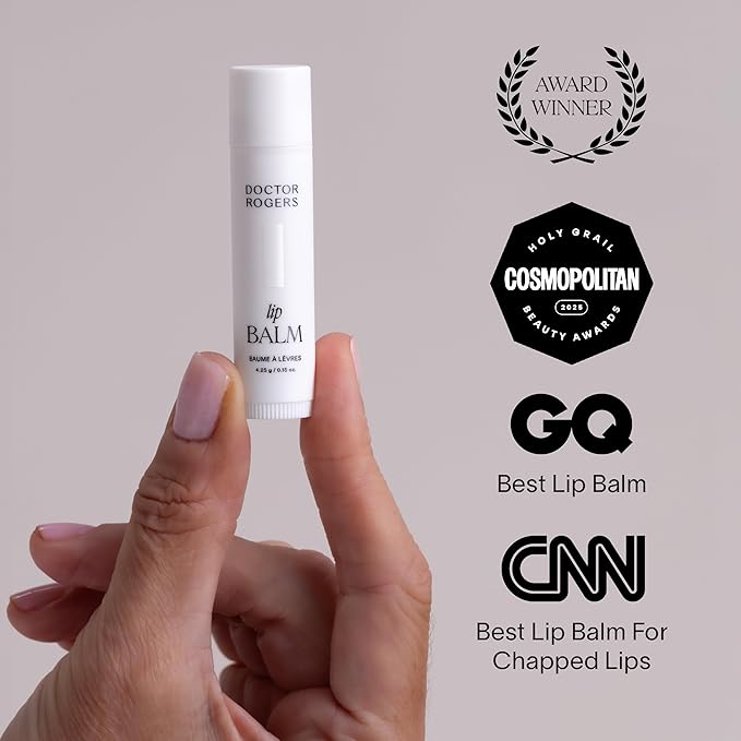 Doctor Rogers Lip Balm, Hydrating and Softening Lip Moisturizer For Very Dry Lips, Dermatologist-Created, Natural, & Hypoallergenic Moisturizing Lip Balms, 4.25g Tube, Pack of 3-Velvo Beauty