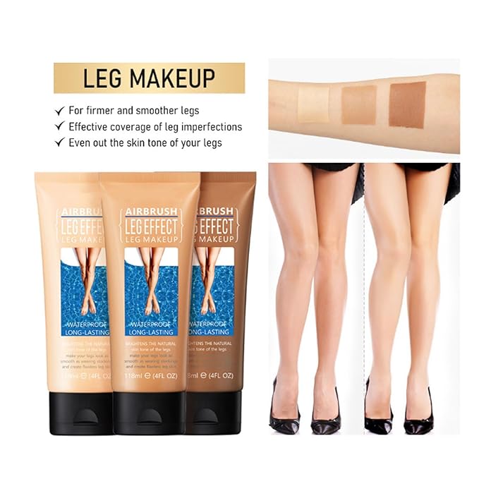 118ml Airbrush Legs, Leg Makeup Lotion, Body Makeup, Waterproof Long Lasting Full Coverage Lightweight Leg Body Cosmetic for Wedding (1#)-Velvo Beauty