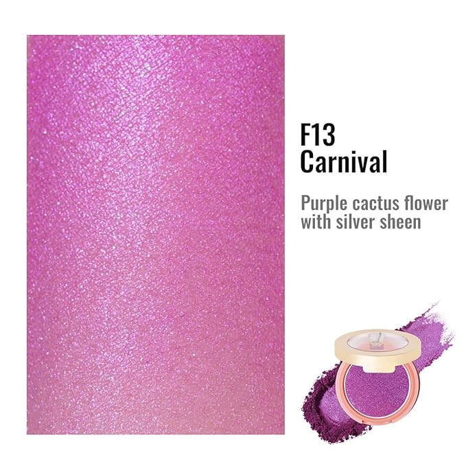 Oulac Luminisers Powdery Blush for Cheeks Sliky Glow,Brighten Skin As Highlighter Blush Makeup, Shimmer Blusher,Buildable and Vegan Cosmetics,4.8g F13 Carnival-Velvo Beauty